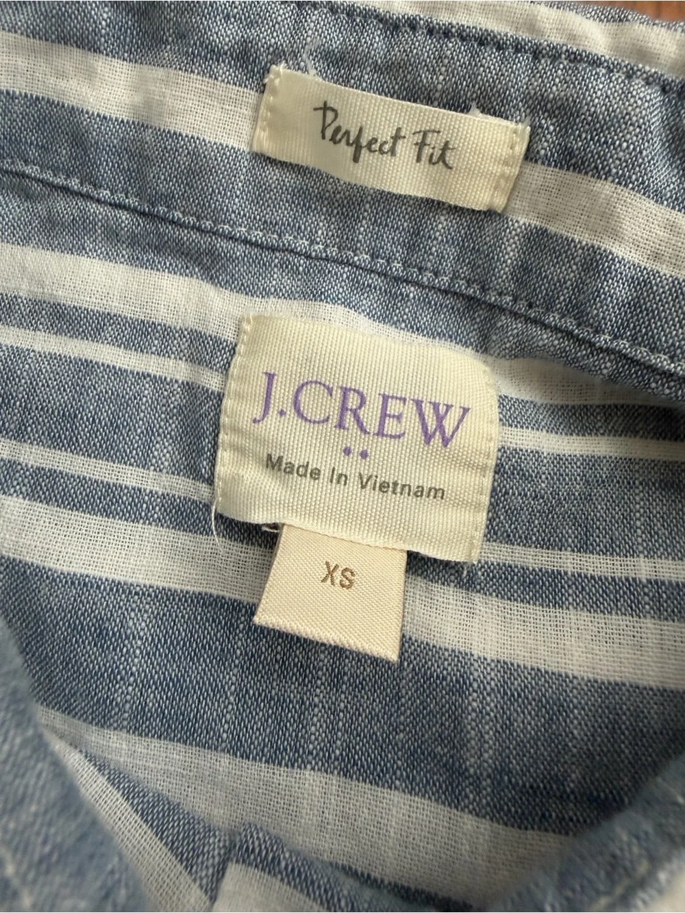 J.Crew Perfect Fit blue striped button up shirt 100% cotton 2017